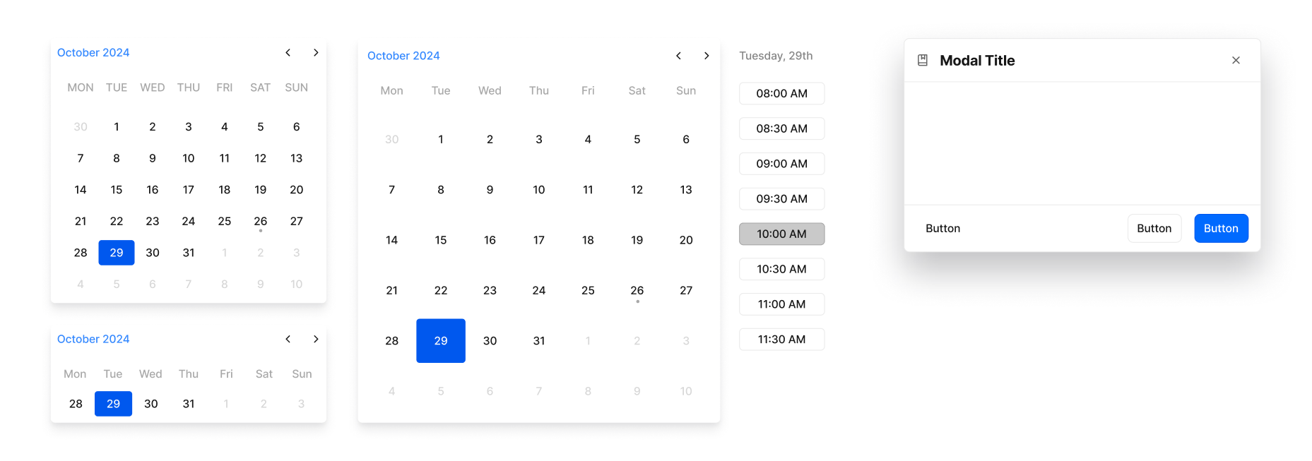 Branchout Design System Calendar & Modal