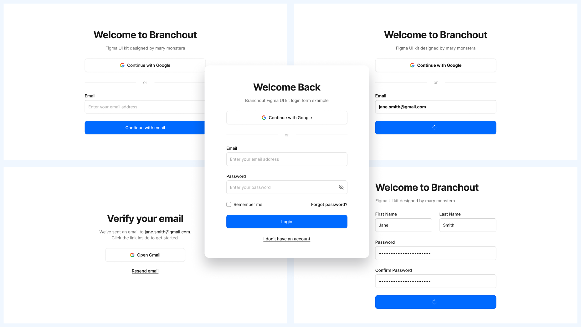 Branchout Design System Example: Login Screen