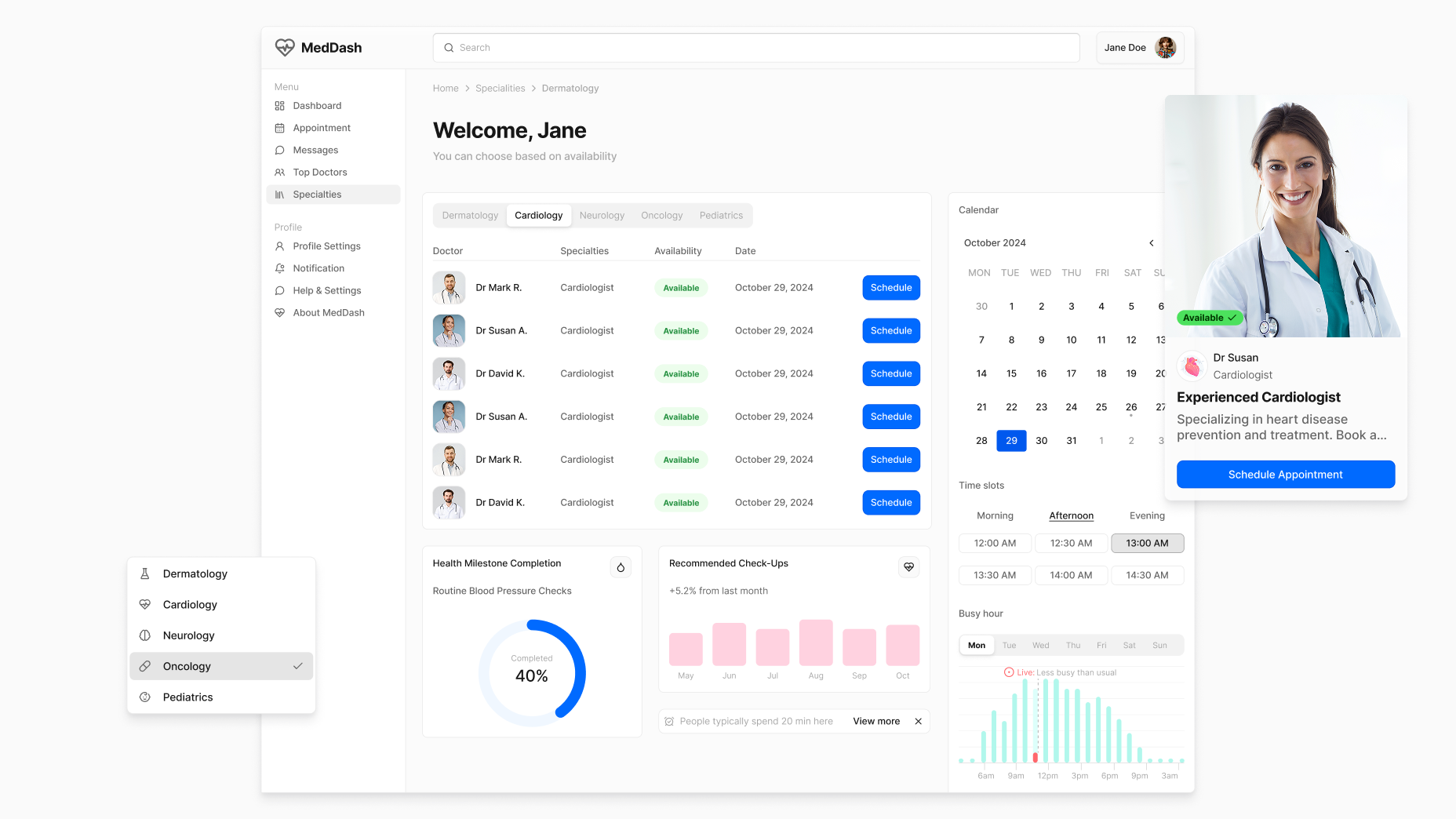 Branchout Design System Example: Medical Dashboard